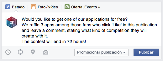 Post on your wall the promo or contest you want to promote