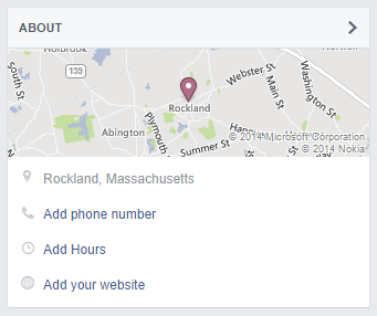 Facebook page: About section