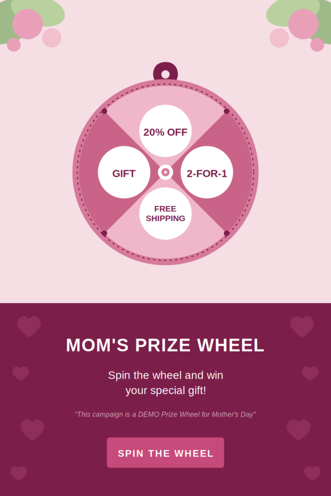 Mother's Day prize wheel campaign