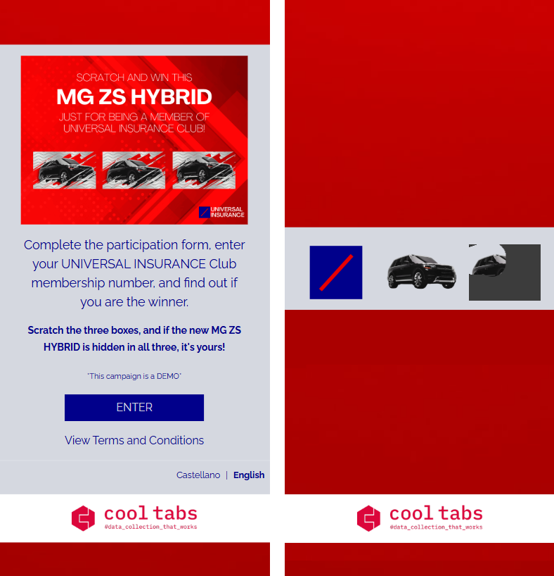 Scratch and win match-3 boxes example for online marketing campaigns