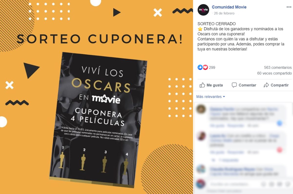 ejemplo de sorteo premios oscars sorteo Oscars