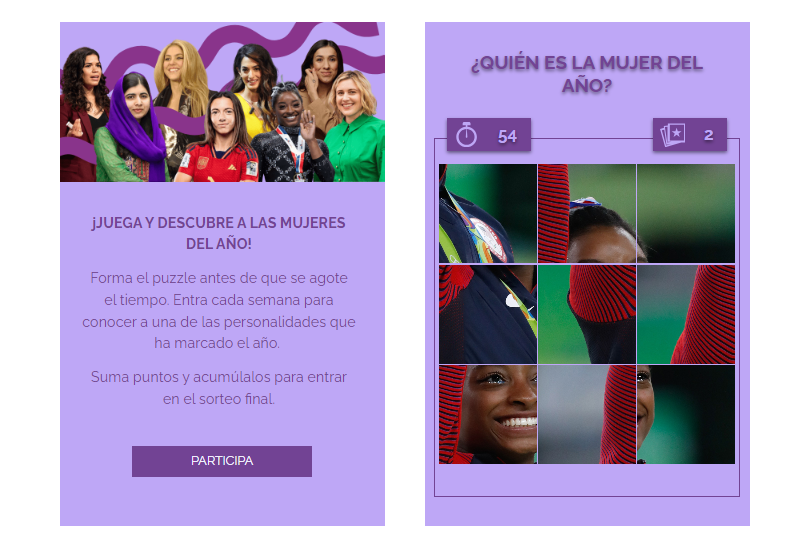 Juego de puzzle interactivo para campaña del Día de la Mujer
