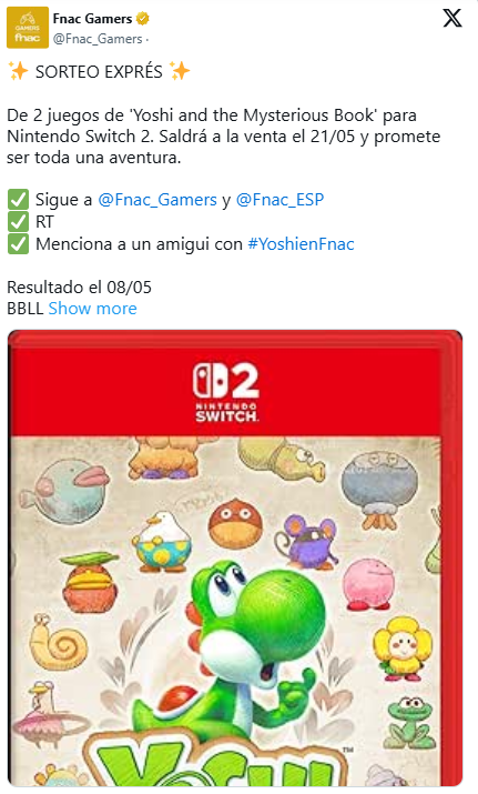 Sorteo en X ejemplo de sorteo en X (Twitter) de Fnac Gamers