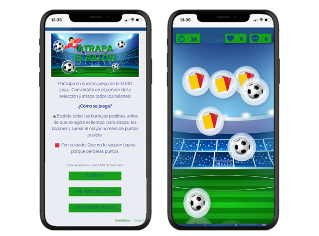 juego Pop It de fútbol para gamificación en campañas de marketing deportivo