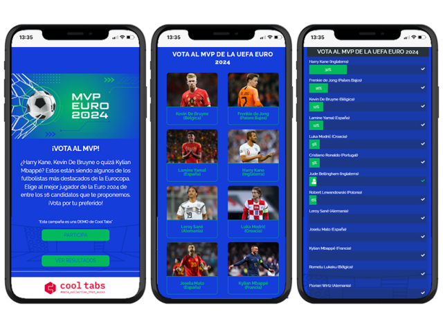 votaciones interactivas para elegir el MVP del partido en campañas de fútbol
