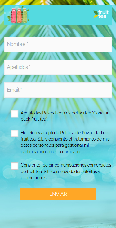 Ejemplo de formulario de captación de datos en una landing page de campaña