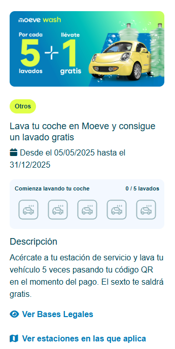 Digital stamp card integrated in the Moeve loyalty app